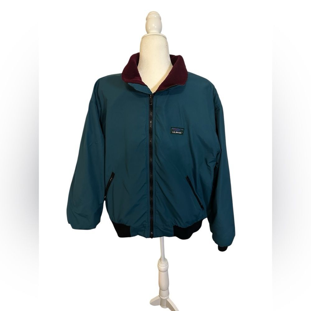 Vintage LL Bean Warm Up Jacket Fleece Lined Full Zip Made in the USA Size Large